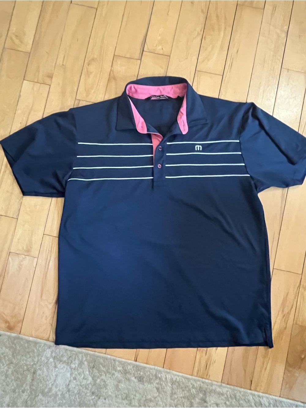 Travis Mathew Navy Polo with Pink Collar Accents. Bundle and save